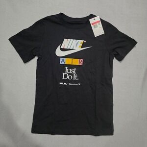 Nike Air Kids T-Shirt Just Do It Graphic Tee Black Multi Color FD0829-010 Size L